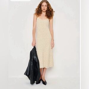 Reformation Emerick Cream and black Polka Dot slip Dress small